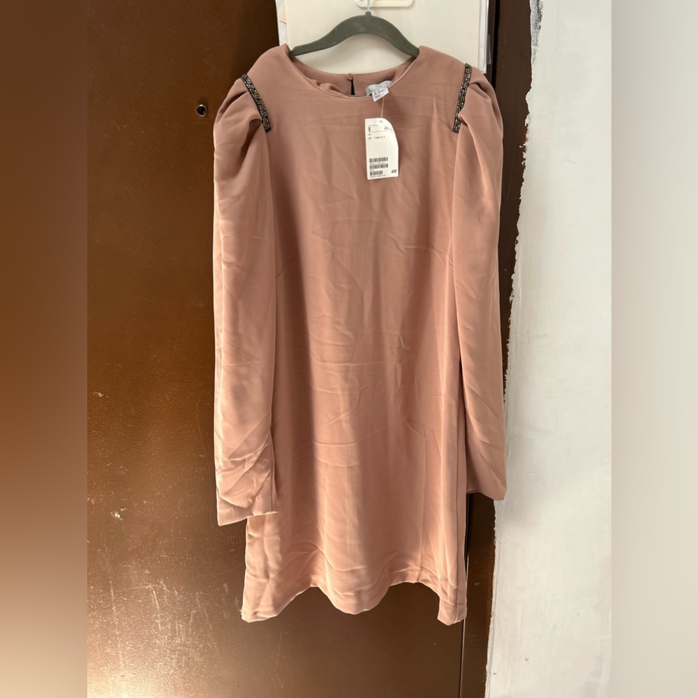NWT Blush Pink H &M Long Sleeved Sheath Style Dress